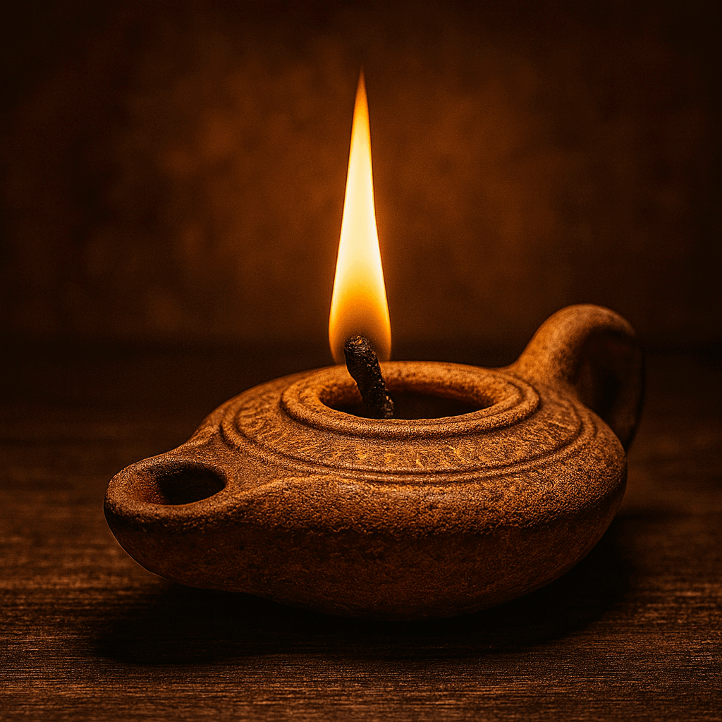 Ancient oil lamp representing the miracle of found objects