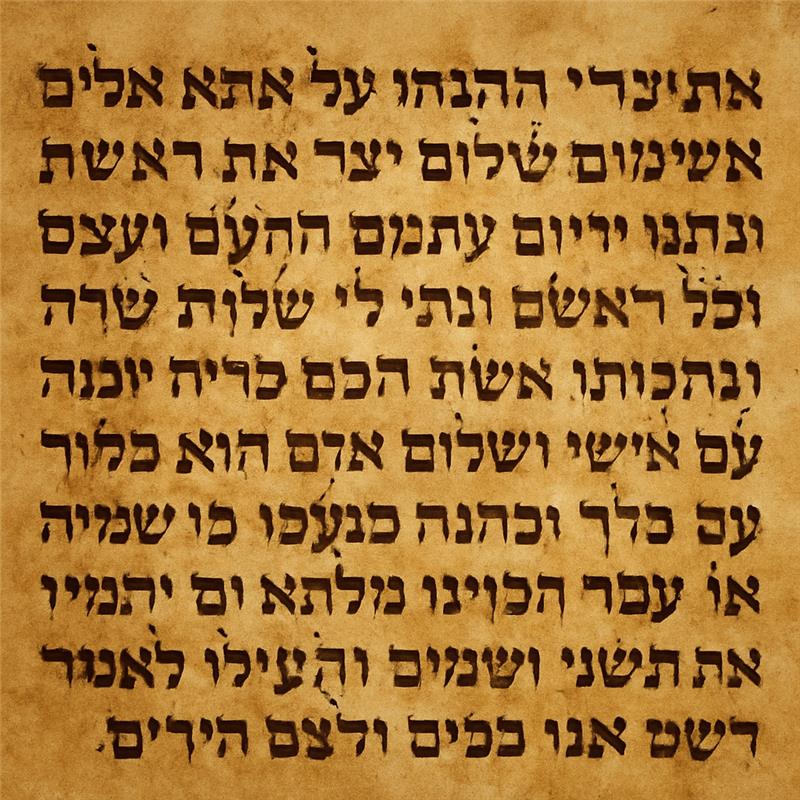Ancient Hebrew prayer text on parchment 
