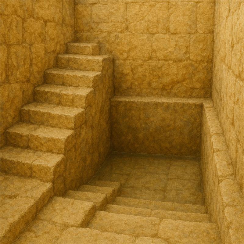 Ancient mikvah ritual bath steps in Jerusalem where converts completed their journey to Judaism